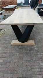 Boomstamtafel met industriële poten, Huis en Inrichting, Tafels | Eettafels, Ophalen, 200 cm of meer, 50 tot 100 cm, Zo goed als nieuw