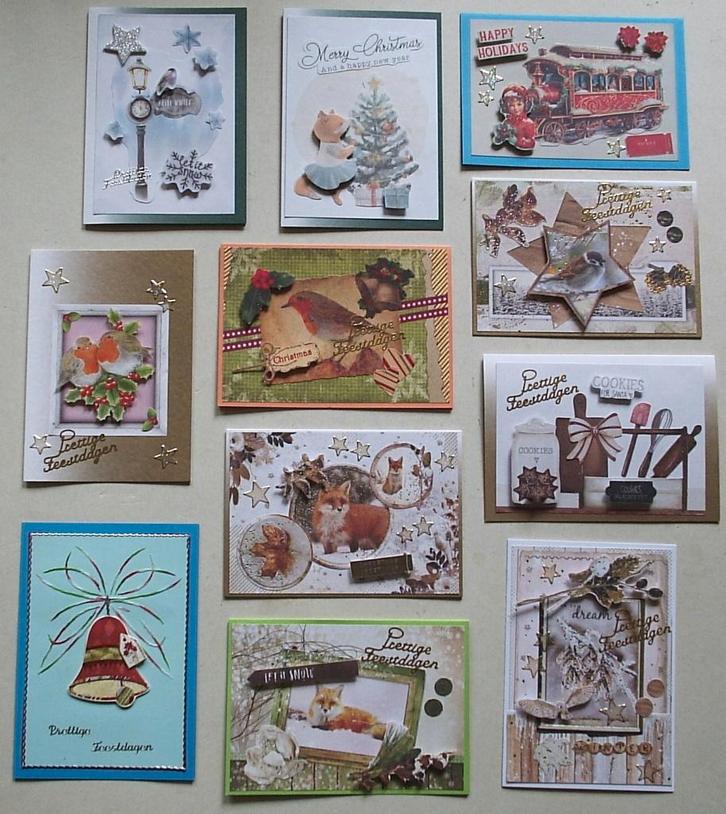 Set 25x zelfgemaakte kerstkaarten / wenskaarten kerst (r), Hobby en Vrije tijd, Kaarten | Zelfgemaakt, Nieuw, Kerst, Verzenden