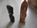 2 houten beelden, Antiek en Kunst, Kunst | Beelden en Houtsnijwerken, Ophalen of Verzenden