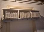 Witte brocante kapstok met opbergmanden, Huis en Inrichting, Woonaccessoires | Kapstokken, Gebruikt, Minder dan 100 cm, Hout, Ophalen