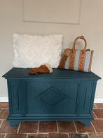 Blauwe Klepbank Opbergkist Kinderkamer speelgoed hal vintage, Ophalen, Stoer, Met klep(pen), ...