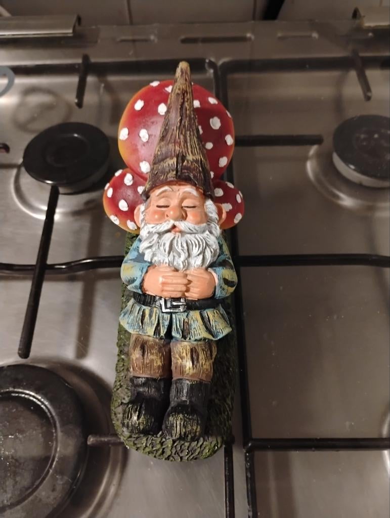 Tuinkabouter met paddenstoel - Decoratief beeld, Ophalen of Verzenden, Nieuw, Overige typen