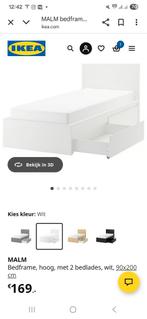 Malm bed 90x200, Huis en Inrichting, Wit, Tweepersoons, Ophalen of Verzenden, Zo goed als nieuw