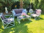 Aluminium TUIN/LOUNGESET Jan de Bouvrie, bank, tafel,stoelen, Ophalen, 4 zitplaatsen, Gebruikt, Aluminium