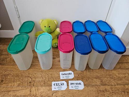 * Tupperware ruimtespaarders 1,7 liter gekleurd, Huis en Inrichting, Keuken | Tupperware, Gebruikt, Bak of Kom, Blauw, Groen, Ophalen of Verzenden
