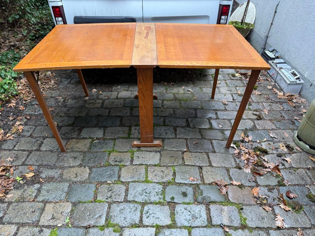 Vintage Uitklapbare Tafel met Hangoor, Ophalen, Gebruikt, 100 tot 150 cm, Eikenhout