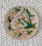 Prachtig! Antiek Bord Majolica Barbotine vogels, Ophalen of Verzenden