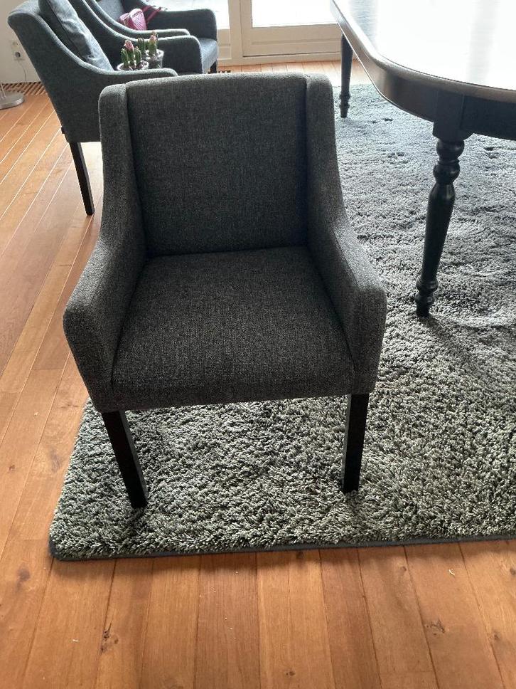 Eetkamer stoelen Keijser en Co, Huis en Inrichting, Stoelen, Gebruikt, Vijf, Zes of meer stoelen, Stof, Zwart, Ophalen