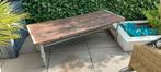 salontafel, teak, steen schot, steigerbuizen, Tuin en Terras, Ophalen, Gebruikt, Hardhout, Loungeset