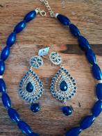 Prachtige blauwe ketting en oorbellen, Ophalen of Verzenden, Nieuw, Overige materialen