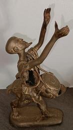Bronzen sculptuur Tama Djembe Muzikant - Handgemaakt, Ophalen of Verzenden