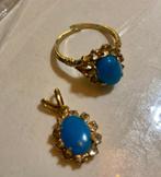 Vintage goudkleur strass kettinghanger ring Costume jewelry, Ophalen of Verzenden, Overige materialen