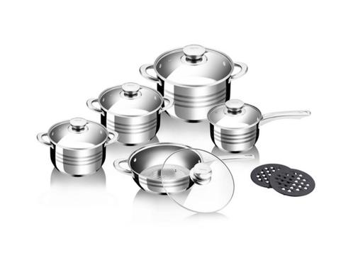 Pannen set | SwissPro | 13 delig | Op voorraad, Huis en Inrichting, Keuken | Potten en Pannen, Nieuw, Pannenset, Rvs, Inductieplaat