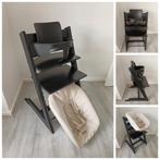 Stokke Tripp Trapp zwart met babyset en newbornset evt. tray, Kinderen en Baby's, Kinderstoelen, Ophalen of Verzenden, Zo goed als nieuw