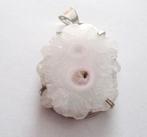 925 zilveren vintage prachtige witte solar kwarts hanger, Verzenden, Zo goed als nieuw, Roze, Met edelsteen