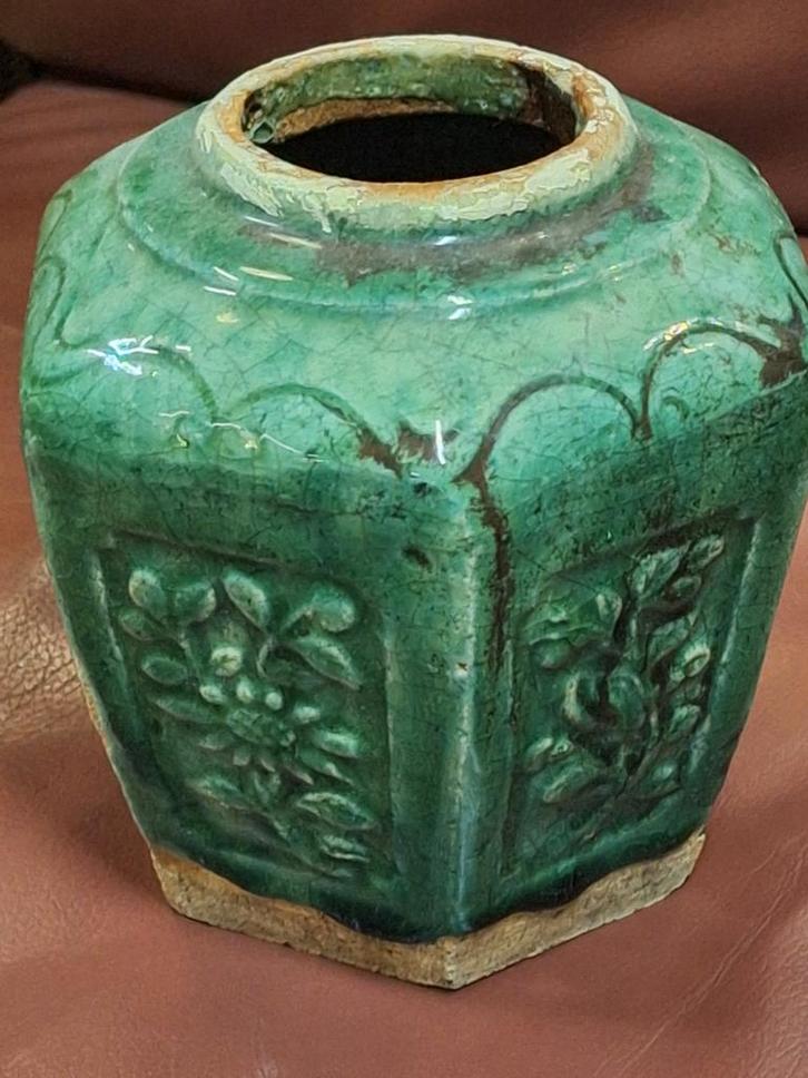 Antieke Groene Gemberpot, Antiek en Kunst, Antiek | Keramiek en Aardewerk, Ophalen of Verzenden