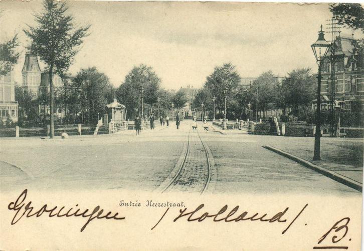 Groningen - Entree Heerestraat. - beschreven, Verzamelen, Ansichtkaarten | Nederland, Ongelopen, Noord-Brabant, 1920 tot 1940