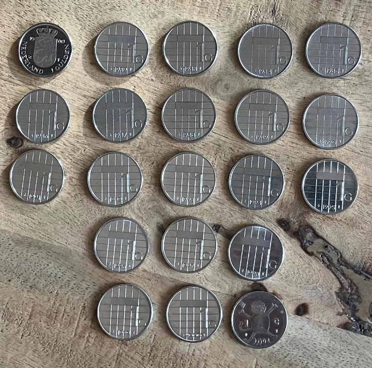 Complete serie guldens Beatrix (1982-2001), Postzegels en Munten, Munten | Nederland, Setje, 1 gulden, Koningin Beatrix, Ophalen