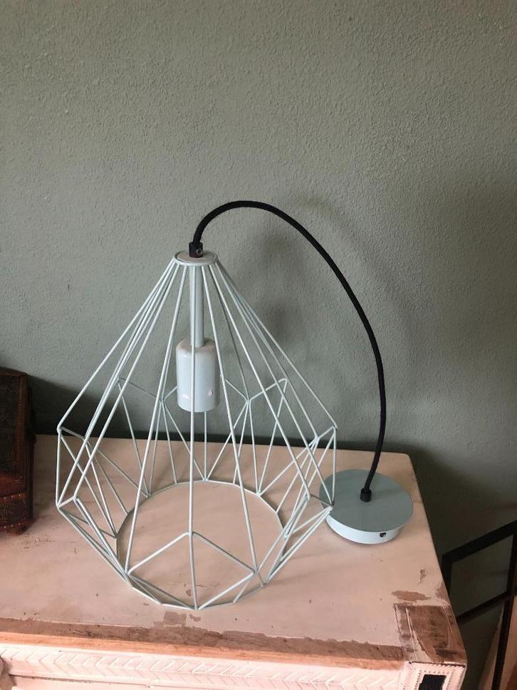 Industriële draadlamp – mintgroen moderne hanglamp, Huis en Inrichting, Lampen | Hanglampen, Minder dan 50 cm, Ophalen of Verzenden