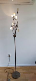 Staande lamp met 7 kelkjes, dimbaar met voet. Kleur brons, Huis en Inrichting, Lampen | Vloerlampen, Ophalen, Metaal, 150 tot 200 cm