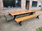 Massieve boomstamtafel 300cm + banken, Ophalen, Nieuw, Rechthoekig, Hout