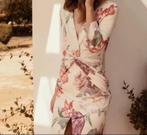 Feversave luxe jurk roze romantische print 3/4 mouw XL (40), Kleding | Dames, Maat 38/40 (M), Overige kleuren, Verzenden, Feversave