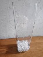 Vintage vaas  vierkant kristalglas met kunststof kristallen, Huis en Inrichting, Woonaccessoires | Vazen, Minder dan 50 cm, Glas