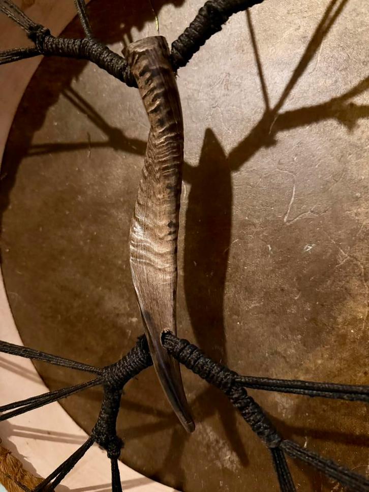 OVERGEDRAGEN Singing Sjamanendrum Indiase Koe 47 cm, Muziek en Instrumenten, Percussie, Nieuw, Trommel, Ophalen of Verzenden