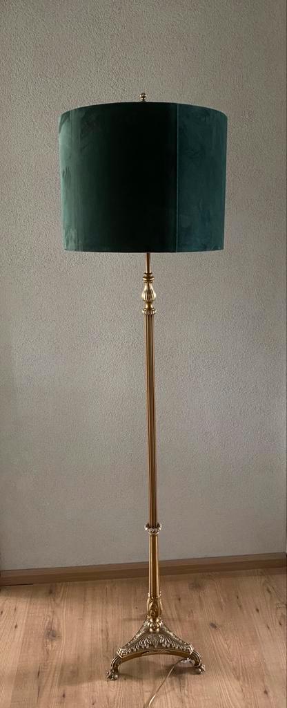 Klassieke vintage zware messing vloerlamp, Huis en Inrichting, Lampen | Vloerlampen, Ophalen of Verzenden
