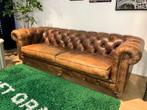 Chesterfield Bank 2.20 breed Super uitstraling, Gebruikt, Ophalen of Verzenden, 200 tot 250 cm, Leer