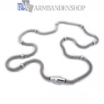 Rvs gevlochten ketting met magneet sluiting rvs sieraden, Verzenden, Nieuw, Zilver, Overige materialen