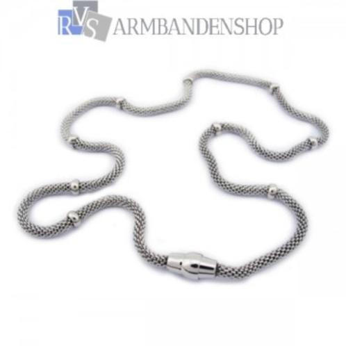 Rvs gevlochten ketting met magneet sluiting rvs sieraden, Sieraden, Tassen en Uiterlijk, Kettingen, Nieuw, Overige materialen
