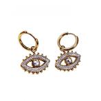 Goudkleurige Stalen Dames Oorringen met Oog van Horus Hanger, Sieraden, Tassen en Uiterlijk, Met kristal, Overige materialen, Hangers