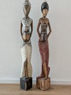 2 Houten Afrikaanse decoratie poppen/beelden, Ophalen of Verzenden