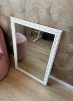 Spiegel antiek - vintage spiegel houten spiegel wit brocante, Ophalen, Rechthoekig, 50 tot 100 cm, Minder dan 100 cm
