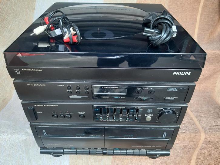 Philips Hifi stereo set type: F 1385/31, Audio, Tv en Foto, Stereo-sets, Gebruikt, Cassettedeck, Cd-speler, Tuner of Radio, Speakers