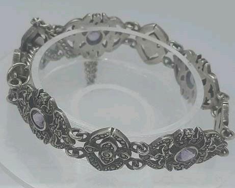 Vintage Zilveren Armband met Amethist & Markasiet, Sieraden, Tassen en Uiterlijk, Armbanden, Ophalen of Verzenden