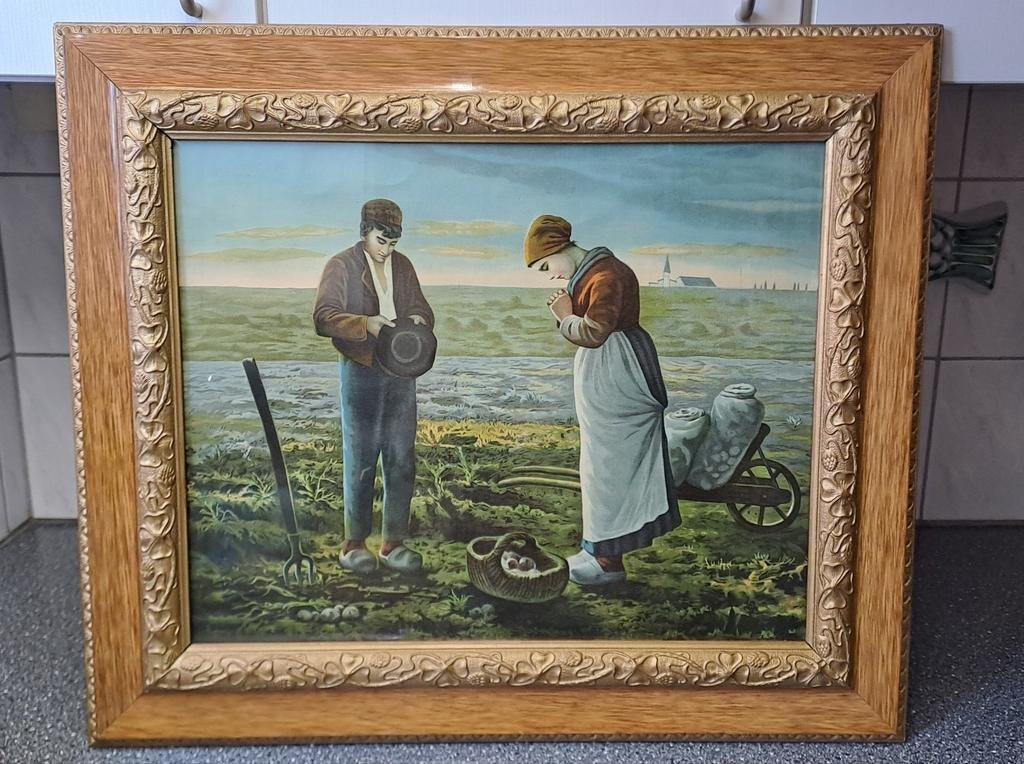 2 vintage oude ingelijste prenten, Ophalen of Verzenden