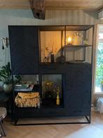 Industriële Visgraat Kasten Set - Zwart Metaal & Mango Hout, Ophalen