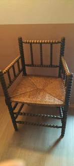 Bobbin Knobbelstoel met rieten zit, Huis en Inrichting, Stoelen, Ophalen, Gebruikt, Bruin, Hout