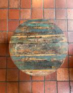Salontafel ronde zwarte kuip met klep, ‘sloophout’, Ophalen, 50 tot 100 cm, Rond, Zo goed als nieuw