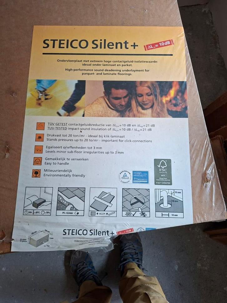 Ondervloer platen Steico Silent + ~60m2, Doe-het-zelf en Verbouw, Vloerdelen en Plavuizen, Gebruikt, Overige typen, Overige materialen