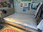 Bed MET matras EN matrasbeschermer hout TARVA, Huis en Inrichting, Slaapkamer | Bedden, Ophalen, Simpel, Beige, 140 cm