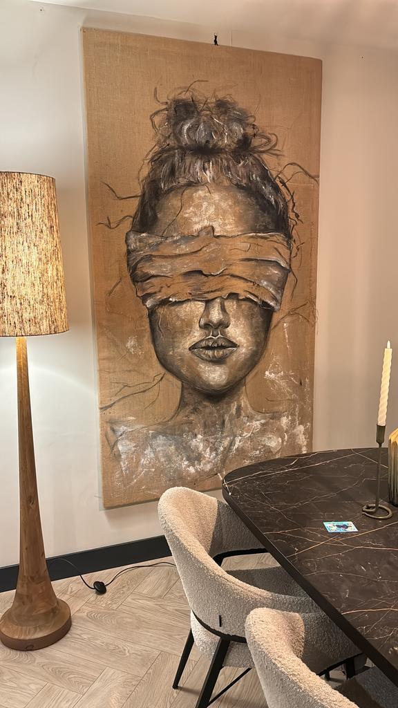 Groot schilderij – Modern portret op jute doek, Antiek en Kunst, Kunst | Schilderijen | Modern, Ophalen