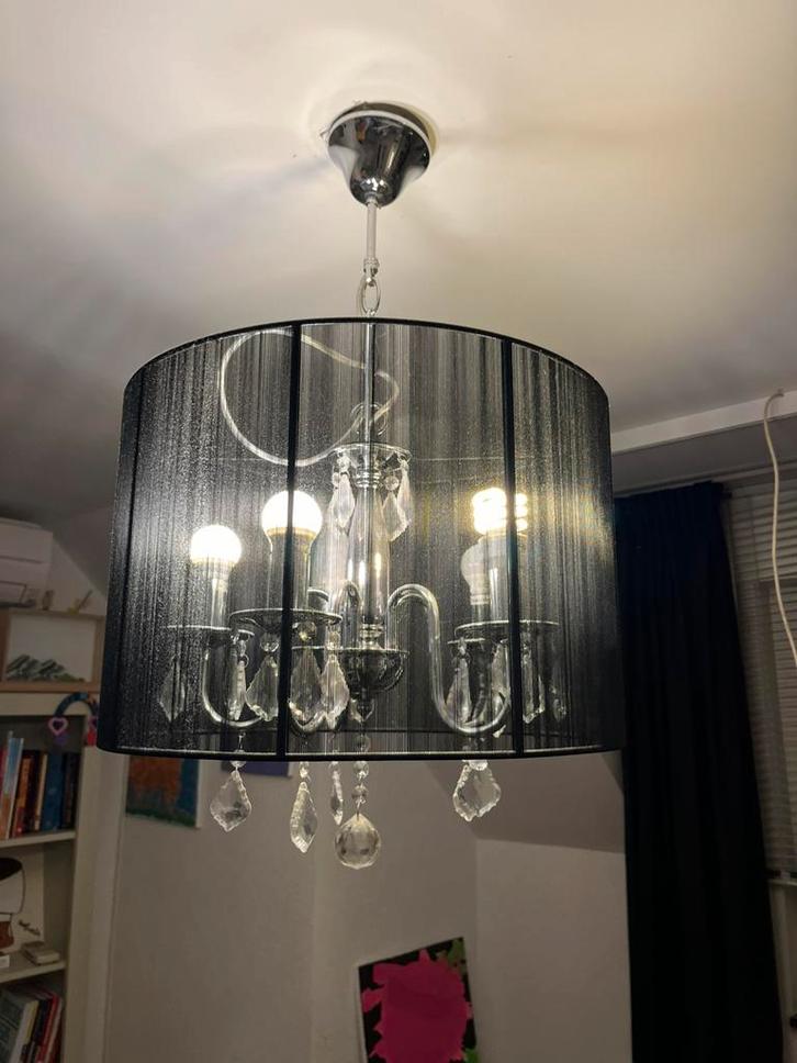 Kroonluchter Joanne van Gamma, Huis en Inrichting, Lampen | Kroonluchters, Gebruikt, Glas, Kunststof, Metaal, Stof, Ophalen