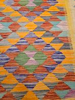 Handgeweven oosterse wollen kelim 129x87, Info@SlatsAntiek.nl, Crème, 100 tot 150 cm, Vof Slats Antiek