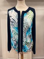 Gollehaug vest maat 38 donkerblauw wit aqua rits viscose, Ophalen of Verzenden, Zo goed als nieuw, Maat 38/40 (M), Blauw