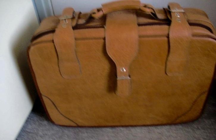 ECHT BRUIN LEREN HAND/ REIS KOFFER , VINTAGE, Sieraden, Tassen en Uiterlijk, Koffers, Zo goed als nieuw, Leer, 60 tot 70 cm, 35 tot 45 cm