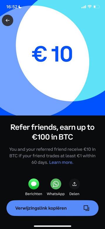 Verdien €10 in bitcoin op Coinbase door link beschikbaar voor biedingen