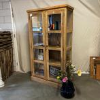 Vitrinekast -massief teak hout - vanaf € 299,- Bij TTM Wonen, 100 tot 150 cm, Www.ttmwonen.nl, Glas, Www.ttmwonen.nl